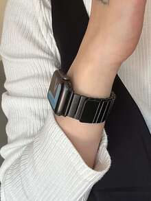 Huastonband 1條磁吸式不鏽鋼金屬錶帶，相容於 38mm/40mm/41mm/42mm/44mm/45mm/49mm/46mm，適用於 Ultra/SE/S10/S9/8/7/6/5/4/3 系列。佩戴舒適，適合四季。智慧手錶配件錶帶，女性夏季海灘、派對、母親節、畢業季、返校學生同學禮物配件 - 黑色 - 查看 7