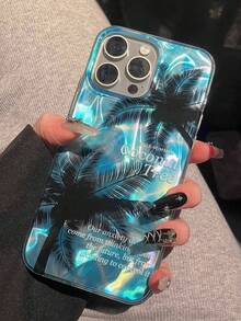 1pc Fashion New Premium Water Ripple Coconut Phone Case, Compatible With IPhone 17 Pro Max 17 Pro 17 Air 17 16 15 14 Plus 13 12 Pro Max 11, Stylish Shockproof Back Cover - Blue - View 3