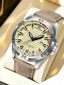 VA VA VOOM Men's Sports Watch, PU Leather Strap, Waterproof, Luminous Quartz Movement, With Date And Day Of The Week Display, Suitable For Daily Wear, Men's Gift - one-size - View 16