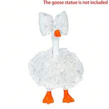 7-Inch Mini Desktop Goose Set With Bow Princess Dress, Magnetic Duck Statue Desktop Key Holder Decor, Desktop Goose Table Ornament Gift (Cute Style, Fabric, Pink) - A - View 12