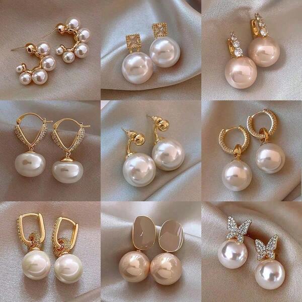 3 pares de pendientes dorados para mujer, pendientes de botón elegantes versátiles de lujo de alta gama, conjunto de joyería de estilo vintage nuevo