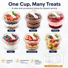 150/15pcs Round Dessert Cups, 5oz/150ml Each, With Spoon Cup Set, Perfect For Parties. Suitable For Yogurt Parfait, Jelly, Fruit Jelly, Yogurt Salad, Etc. Very Practical Dessert Packaging Box - Multicolor - View 2