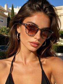 1 Pair Women's Tortoise Shell Leopard Print Sunglasses Brown Tea Lens UV Protection New Lightweight Retro Sunglasses Suitable For Commuting, Street, Beach And Vacation - 彩色 - 查看 4