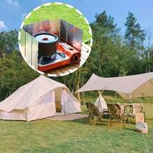 Cortavientos portátil y plegable para cocinar al aire libre, accesorio esencial para cocinar en senderismo, picnic y camping; opción ideal de accesorio a prueba de viento, útil para actividades de cocina al aire libre y picnic - Multicolor - Ver 3