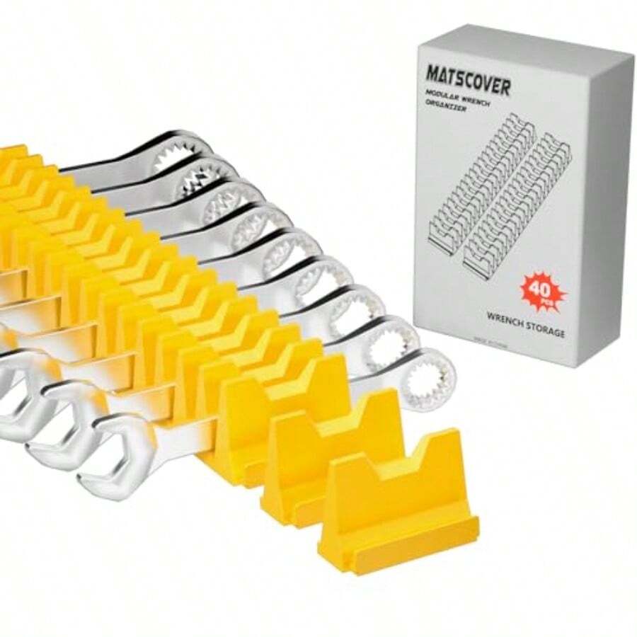 Modular Wrench Organizer Wrench Holder - Wrench Tool Organizers For Tool Drawer Storage, Wrench Storage Set With Metric And SAE Label, Wrench Rack Tool Gift For Professional Mechanics - Yellow - View 1