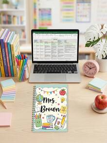 1pc Custom Teacher Name Spiral Notebook,Cute Classroom Clipboard For Educators Students,Teachers Office Staffs Gift,Back To School,Teacher Appreciation Gift,Classroom Must Haves,Lesson Plan Notebook - Multicolor - View 5