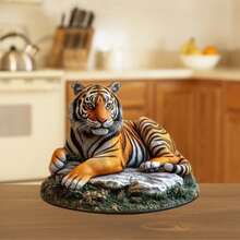 Realistic Crouching Tiger Rock & Grass 2D Acrylic Desktop Stand, Powerful Tiger Forest Animal Decorative Ornament - 1PC - View 6
