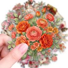 50pcs Transparent PET Vintage Floral Stickers, Vintage Floral Decorative Series, PET Transparent Stickers, Aesthetic Sticker Pack - Perfect For Decorating Scrapbooks, Junk Journals, Bullet Journals, Planners, Water Bottles, Phone Cases And Laptops - 50pcs - View 5