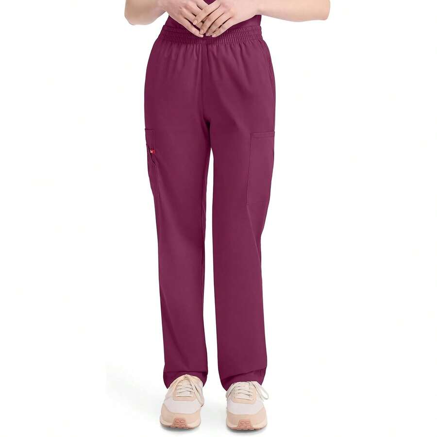 Dickies EDS Signature Scrubs For Women, Elastic Waist Pull-On Cargo Pants For Women In Soft Brushed Poplin - 86106 Variant 1 - 沒有任何 - 查看 1