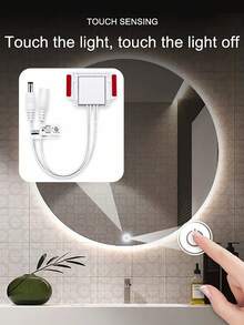 Mirror Touch Sensor Switch LED Dimmer Controller, 5-24V DC Stepless Dimming LED Strip Control, Bathroom Vanity Mirror Hidden Touch Button, Adhesive Backing Installation - MIRROR TOUCH SWITCH - View 3