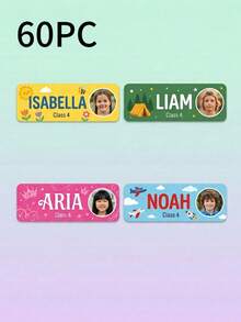 30/60/120pcs Personalized Photo & Name Stickers For Kids - Multicolor - View 11