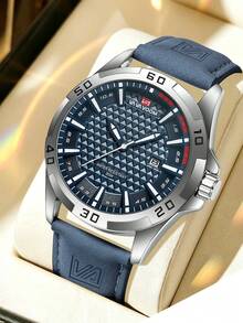 VA VA VOOM Men's Sports Watch, PU Leather Strap, Waterproof, Luminous Quartz Movement, With Date And Day Of The Week Display, Suitable For Daily Wear, Men's Gift - one-size - View 13
