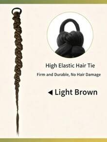 2pcs/Set 70cm Long Braided Wigs For Women, Twisted Braid Ponytail Hair Extensions, Elastic Band Hairstyle Accessories, Hair Accessories - Black - View 11
