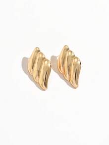 1 Pair Asymmetrical Round Stud Earrings, Niche Design Hoop Earrings, Luxury High-End Women's Jewelry - Geometric Earrings - View 7