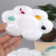 1pc Plum Blossom Double-Cover Palette, Gouache Plum Blossom Mixing Dish, Painting Palette, Art Hand-Drawn Graffiti Paint Box, Gouache Watercolor Chinese Painting Plum Blossom Mixing Dish - Palette - View 1
