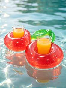 Cherry Shaped Inflatable Cup Holder PVC Floating Creative Beverage Cup Holder Design Suitable For Pool Party, Water Activities, Beach Party And Outdoor Activities Suitable For Beverages And Packaged Drinks Lightweight Inflatable Fun Decoration - Multicolor - View 8