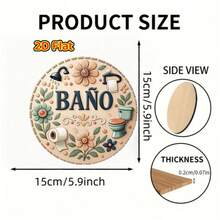 2D Flat Wooden Printed Round Decorative Sign, Toilet Flower Pattern, Fun Wooden Sign, Enhance Style, For Indoor, Outdoor, Yard Decoration, Door Decoration, Bathroom, Cafe, Bar And Home Decor - Multicolor - View 4