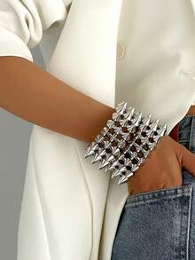 1 Piece Of Fashionable Hip-Hop Retro Wide Bracelet Punk Rivet Accessory - Multicolor - View 1