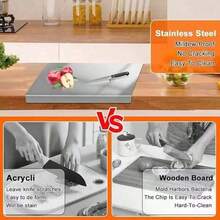 1pc Stainless Steel Cutting Board, Kitchen Essential - Large Stainless Steel Cutting Board With Lid And Non-Slip Pad, Suitable For Countertop, Used For Cutting Meat, Vegetables, Bread And Baking, Kitchen Accessory - Silver - View 4