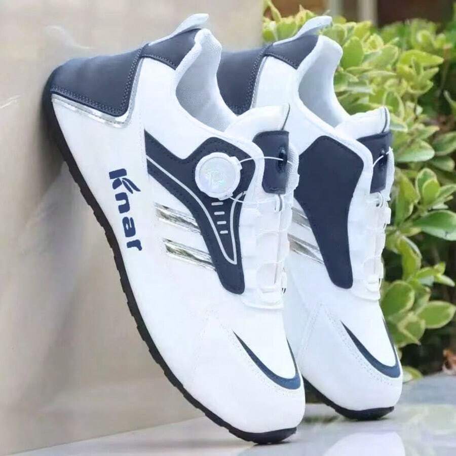 Sepatu Sneakers Patchwork Blok Warna Fashion Pria, Gaya Kasual dan Sporty, Dilengkapi dengan Desain Gesper yang Dapat Diputar, Nyaman dan Anti Selip, Cocok untuk Pemakaian Sehari-hari
