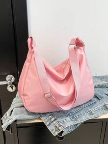 2026 Nouveau sac bandoulière grande taille pour l'été, sac d'étudiant pour la rentrée scolaire, sac bandoulière grande capacité, sac de mode pour les trajets quotidiens, sac gilet, sac dumpling, sac polyvalent pour femmes, sac de voyage - Rose bonbon - Voir 5