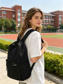1pc Breathable Lightweight Backpack, Unisex Couple Style, For School, Office, Casual Travel, Large Capacity Bookbag, Campus Bag School Supplies - Men's and Women's Backpacks - View 12