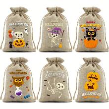 6pcs Halloween Drawstring Gift Bags, Halloween Trick Or Treat Bags, Suitable For Party Decoration And Storage, Gift Bags, Boxes, Handbags - Multicolor - View 5