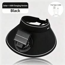 1 pieza Ventilador de diadema portátil recargable + solar de 300mAh, con 2 modos de alimentación, 3 velocidades ajustables y ajuste de inclinación de 45° - Multicolor - Ver 10