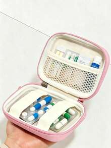"Medicine" Pattern Printed Portable Pill Organizer Bag, First Aid Kit, Cosmetic Bag, Coin Purse, Suitable For Daily Use/Outdoor/Travel, Convenient To Carry Medicine Storage Bag, Can Organize Medicine, Cosmetics, Phone And Other Small Items, Travel Essential. - Multicolor - View 4