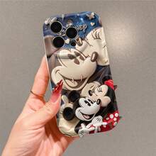 Disney Mickey & Minnie Mouse Couple Phone Case, Plush & Embossed Style With Disney Logo Print, Shockproof Protective Cover, Compatible With IPhone 17/16/15/14/13/12/11 Pro, Perfect Gift For Valentine/Birthday/Anniversary - White - View 3