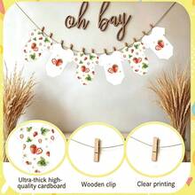 Baby Paper Banner, Strawberry Theme Banner - Strawberry Theme Baby Shower Decoration Shaped Card Set, Includes Clips And Twine, Suitable For Gender Reveal Party, Baby Shower, Birthday Party Decoration - Multicolor Strawberry Banner - View 3