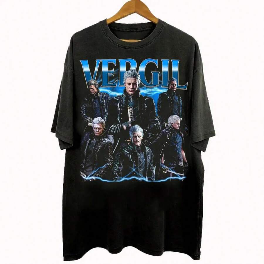 Tricou unisex vintage stil bootleg anii '90 Vergil, tricou retro Vergil 5, cadou pentru bărbați și femei - Negru - Vizualizare 1