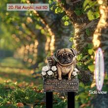 Warm 2D Flat, 1pc Classic Pug Memorial Plaque, Acrylic Garden Stake, Weather-Resistant Outdoor Decor, Easter Memorial, Cemetery Monument, No Electricity Required, 2D Printed (10 Styles), 2D Flat - A - View 5