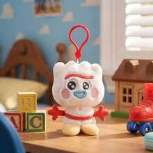 Disney 正版 Forky 毛絨玩偶娃娃，包包掛飾、鑰匙圈，居家桌面裝飾擺件，生日禮物，派對小禮 - 白色 - 查看 2