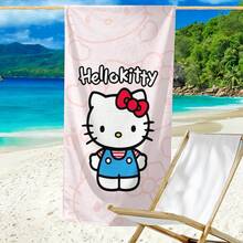 1 pieza Toalla de playa con temática de Hello Kitty rosa - Un artículo imprescindible con temática de dibujos animados diseñado para la playa, natación, camping al aire libre y viajes. Esta toalla de playa de gran tamaño tiene excelentes propiedades de absorción y secado rápido, lo que la convierte en una opción ideal para viajes, juegos en la piscina o baño en casa. - Multicolor - Ver 3