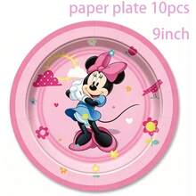 Pink Min.Nie Birthday Party Supplies Set, Happy Birthday Banner, Plates, Cutlery, Suitable For Theme Party Decoration Set - Multicolor - View 6