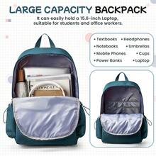 Minimalist Solid Color Backpack For College Students, Affordable Large Capacity Waterproof Commuter Laptop Bag, Versatile All-Match Style, Front Layered Zipper Pockets, Side Drawstring Water Bottle Holder, Breathable Pressure-Relieving Wide Strap, Lightweight Dirt-Resistant High-Value Casual Backpack For Middle/High School Classes, Office Commute, And Short Trips - Multicolor - View 4