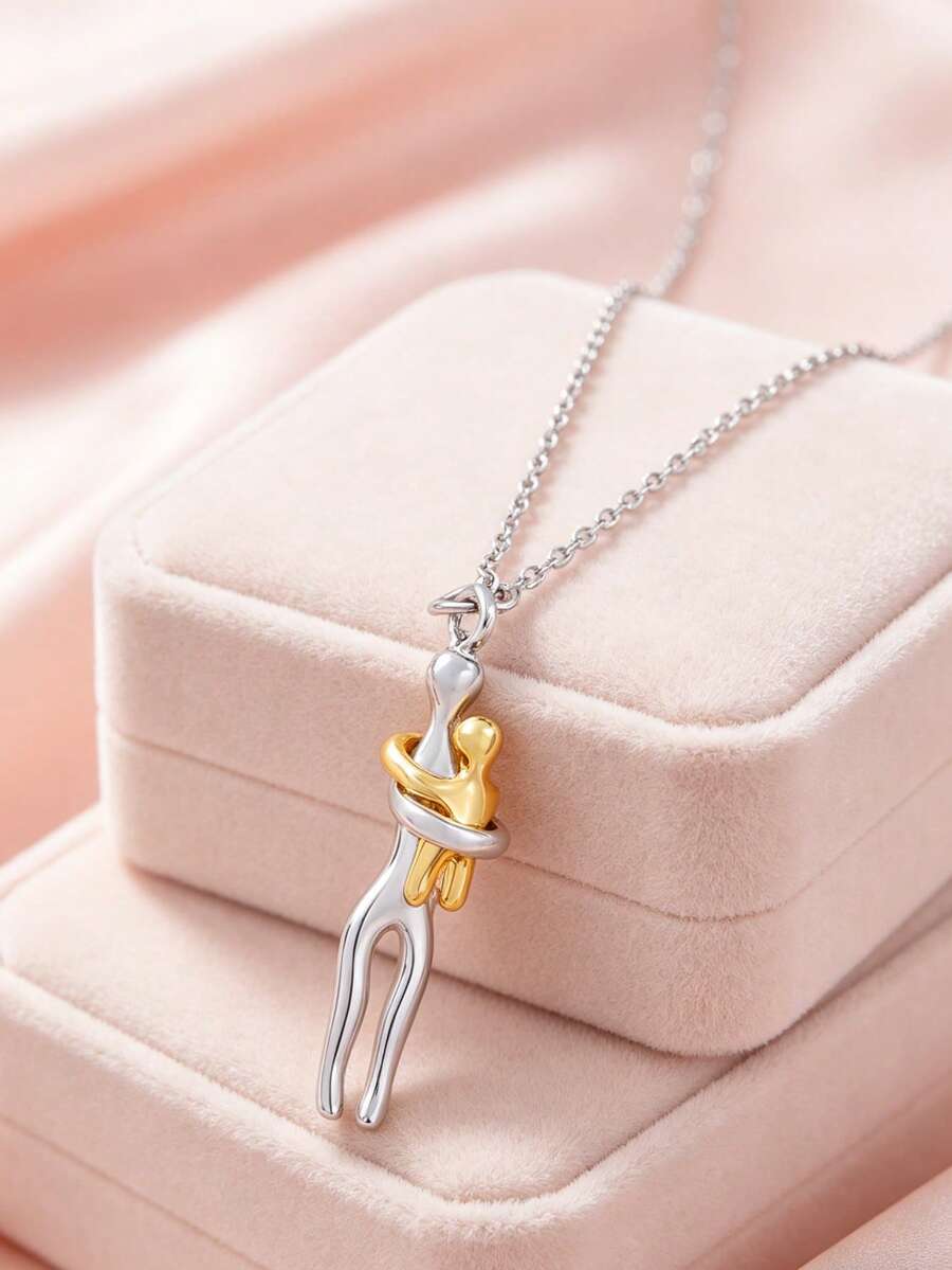 1pc Hugging Figure Pendant Necklace Mother Kid Hug Design Chain ...