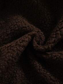 Girls' Casual Fashion Loose Fuzzy Collar Long Sleeve Jacket, Autumn/Winter - Coffee Brown - View 9