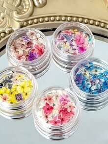清新碎花美甲飾品 花園迷你五瓣花美甲素材 日系溫柔風 多色可選 約20件裝 天然乾燥花系列 造型略有不同 適用美甲DIY創作 - 彩色 - 查看 2