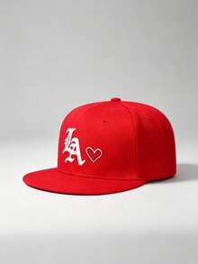 1 Stück Unisex Baseballkappe mit besticktem Buchstaben "LA" im Hip-Hop-Stil, verstellbar, geeignet für Outdoor-Sport, Wandern, lässigen Alltag - LA Herzförmige Flachdach - Übersicht 8