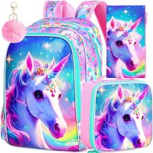 3pcs Girls Fairy Moon Castle Butterfly Glitter Pom-Pom Keychain Adjustable Straps Zipper Closure Cute Backpack Set For School & Daily Travel - Purple - View 10