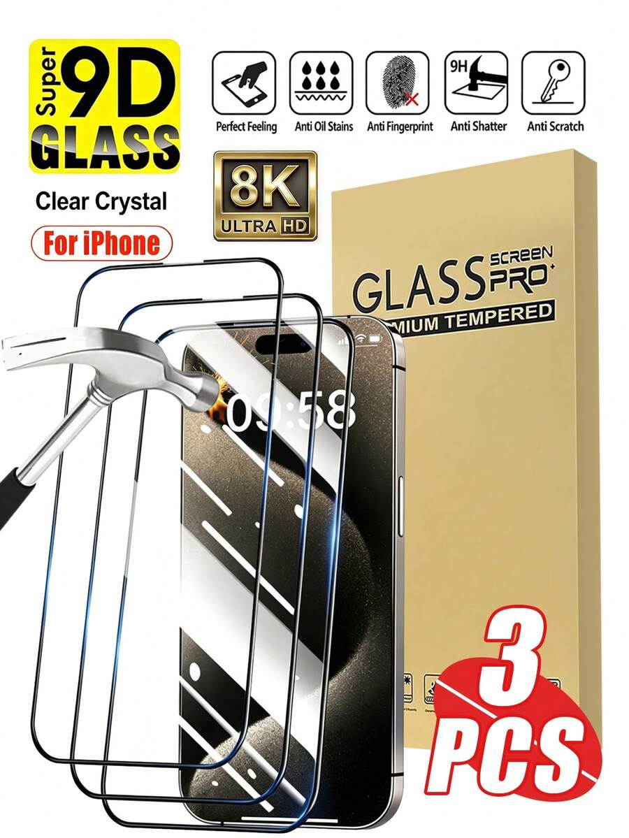 MSRI 3pcs Silk-Printed Narrow Black Edge High-Definition Screen Protector, Tempered Glass Material, Extremely High Hardness, Resists Sharp Objects, Anti-Scratch And Anti-Collision, Truly Restores Screen Color And Detail, Good Viewing Experience, Anti-Fingerprint Technology Effectively Reduces Oil Residue, Water-Resistant Performance Protects Against Daily Splashes. Compatible With IPhone Ultra/18 Pro Max/18 Pro/18/X/XR/11/12/13/14/15/16/16 Plus/16 Pro/16 Pro Max/17 Pro Max/17 Pro/17/17 Air All Series