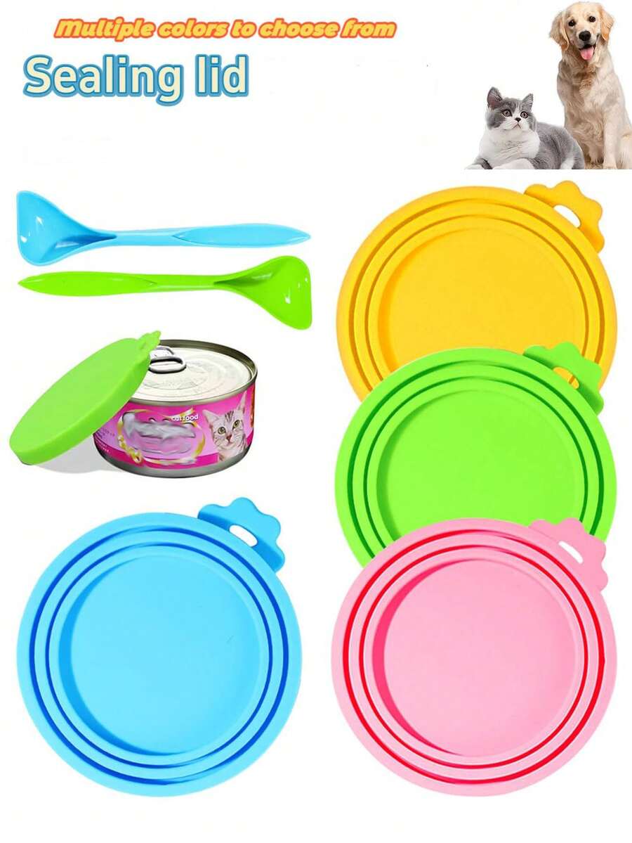 Silicone Can Cover For Pet Food Can, Cat And Dog Specific, Three-In-One Sealing Lid, Suitable For Pet Cat Dog Food Cans, Multiple Colors Available, One Can Cap Fit Most Standard Size Dog Cat Food Canned, Reusable And Easy To Clean - Multicolor - View 1