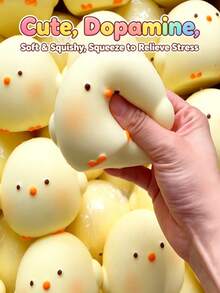 1pc Creative Chicken Squishy Food Toy, Soft Slow Rebound Stress Relief Toy, Cute Squeeze Toy, Super Soft, Soft, Slow Rebound Anti-Stress PU Material Squeeze Toy, Soft Squishy, Gift, Holiday Gift - Multicolor - View 3