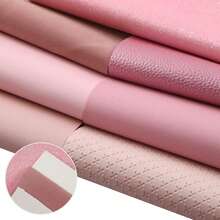 7Pcs/Set 7.87x12.99inch Pink Textured Faux Leather Sheets Glitter Textured Synthetic Leather Fabric - Default - View 4
