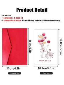 1pc Congratulations Card "Cheers To You!" With Envelope – Funny Wine Glass & Balloon Design – Blank Inside For Birthday, Success & Celebrations - A - View 5