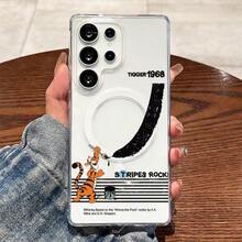 Disney-Handyhülle, Cartoon-Tigger mit schwarzen Linien, süßer und personalisierter Stil, unterstützt MagSafe, passend für Galaxy S22, S22PLUS, S22ULTRA, S23FE, S24, S23PLUS, S24ULTRA, S23ULTRA, S24FE, S24PLUS, S25, S25PLUS, S25ULTRA, aus Acryl, transparente Vollschutz-Hülle - Transparent - Übersicht 2