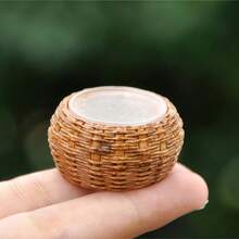 3/5pcs Mini Resin Wicker Table And Chair Set, Dollhouse Miniature Furniture Decor, Micro Landscape Decoration, Round Table With Square Or Round Chairs, Suitable For Micro Landscape Creation, Desktop Display, Photography Props, Holiday Gifts - Multicolor - View 3