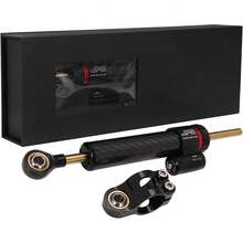 Amortiguador de dirección universal de 10 pulgadas para motocicleta sin soporte de montaje, compatible con la mayoría de motocicletas, motos de calle, motos de carreras de carretera y motos todoterreno - A - Ver 1
